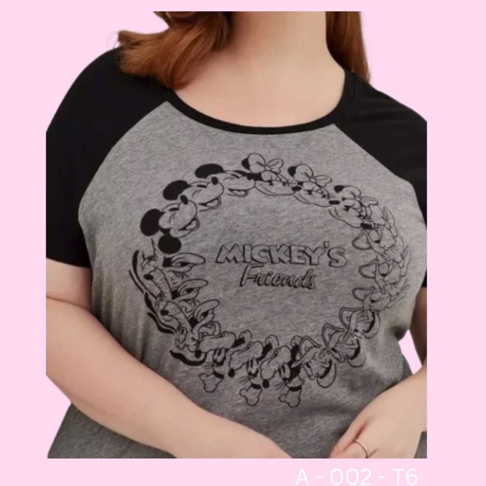 Torrid Disney Mickey & Friends Raglan Top – Grey – Size 5
